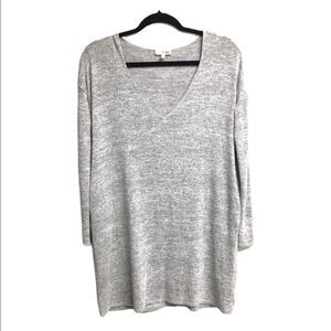 ARITZIA Oversized V-Neck Casual Long Sleeve Mini Dress Grey XXS